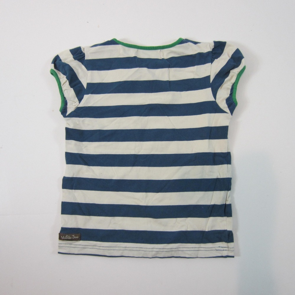 Matilda Jane Girl's tee good hart paddle boat blue white striped 6 flaw - Picture 2 of 5